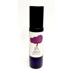 organic argan oil and patchouli, Roller bottle glass purple. Refilable