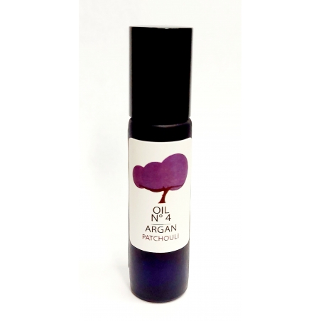 organic argan oil and patchouli, Roller bottle glass purple. Refilable