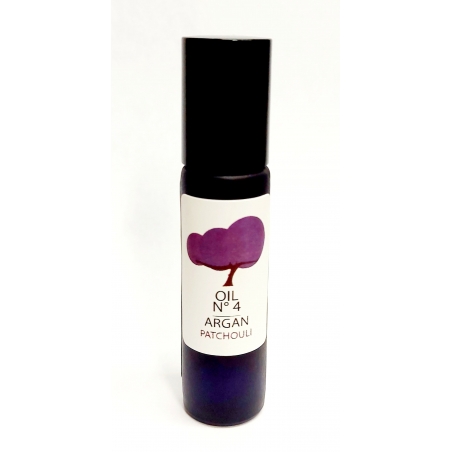 Huile d argan Patchouli. bouteille rollon rechargeable en verre violet