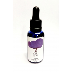 organic argan oil patchouli. Dark blue glass with pipette. 30ml