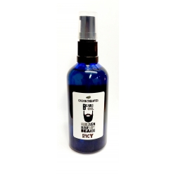Organic Extra Virgin Argan Oil, Premium quality, infused with a spicy mix of essential oils.  100ml blue glass bottle with pump
