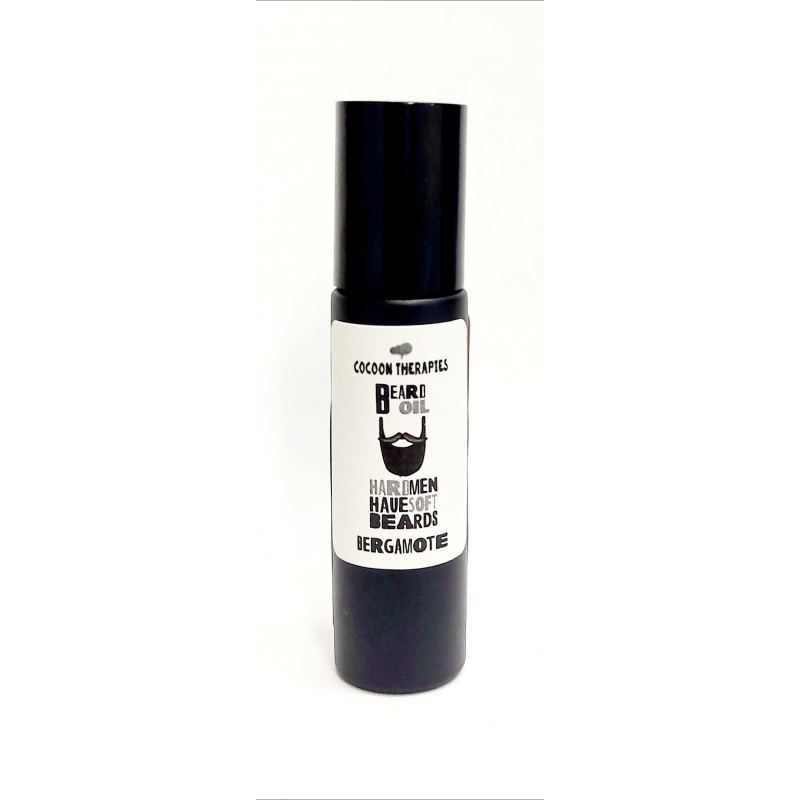 beard oil. Organic argan oil infrused with bergamote essential oil. Rechargeable bottle black glass