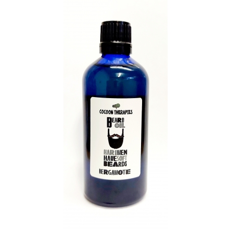 beard oil. Organic argan oil infrused with bergamote essential oil. 100ml blue glass bottle